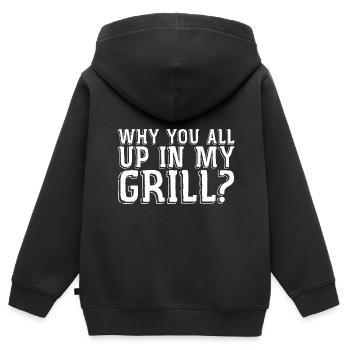 Why You All Up In My Grill 3 - Kinder Premium Organic Zip Hoodie - Schwarz - Hinten - AI Model Kid Male (0cm)
