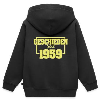 1959 - Kinder Premium Organic Zip Hoodie - Schwarz - Hinten - AI Model Kid Male (0cm)