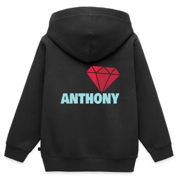Anthony en tant que noble - Sweat Premium à capuche zippé enfant bio - noir - Dos - AI Model Kid Male (0cm)