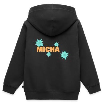 Edelweiß Micha - Kinder Premium Organic Zip Hoodie - Schwarz - Hinten - AI Model Kid Male (0cm)