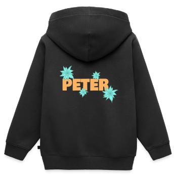 Edelweiß Peter - Kinder Premium Organic Zip Hoodie - Schwarz - Hinten - AI Model Kid Male (0cm)