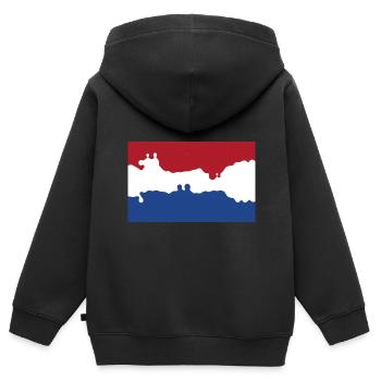 Pays-Bas - Sweat Premium à capuche zippé enfant bio - noir - Dos - AI Model Kid Male (0cm)