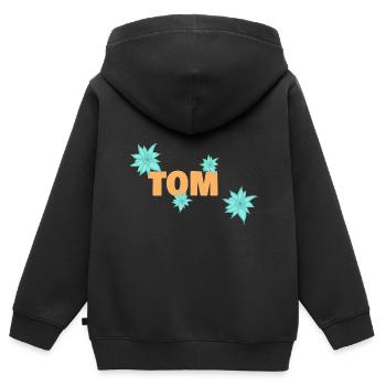 Prénom Tom - Sweat Premium à capuche zippé enfant bio - noir - Dos - AI Model Kid Male (0cm)