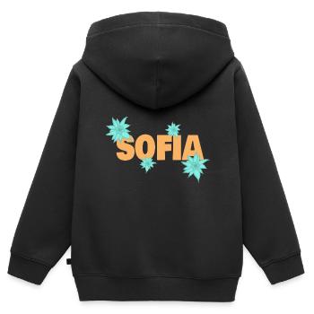 Cadeau pour Sofia - Sweat Premium à capuche zippé enfant bio - noir - Dos - AI Model Kid Male (0cm)
