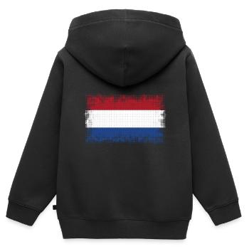 Pays-Bas en tant que Pays-Bas - Sweat Premium à capuche zippé enfant bio - noir - Dos - AI Model Kid Male (0cm)