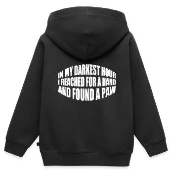J’ai tendu la main et j’ai trouvé une patte 11 - Sweat Premium à capuche zippé enfant bio - noir - Dos - AI Model Kid Male (0cm)