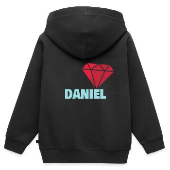 Daniel en tant que noble - Sweat Premium à capuche zippé enfant bio - noir - Dos - AI Model Kid Male (0cm)