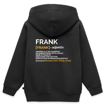 Frank - Kinder Premium Organic Zip Hoodie - Schwarz - Hinten - AI Model Kid Male (0cm)