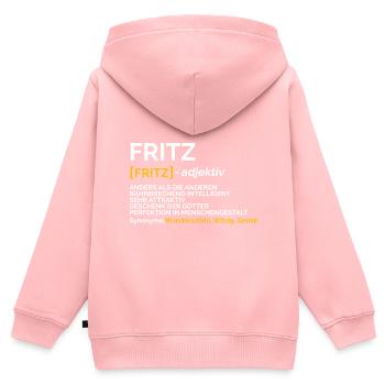 Fritz - Kinder Premium Organic Zip Hoodie - Rosa - Hinten - AI Model Kid Female (0cm)