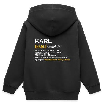 Karl - Kinder Premium Organic Zip Hoodie - Schwarz - Hinten - AI Model Kid Male (0cm)