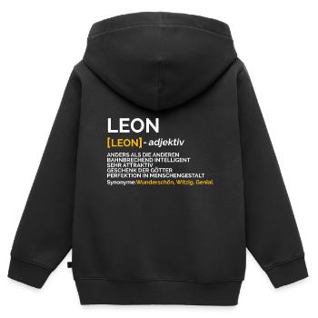 Leon - Kinder Premium Organic Zip Hoodie - Schwarz - Hinten - AI Model Kid Male (0cm)