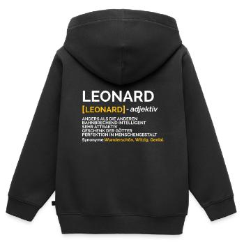 Leonard - Kinder Premium Organic Zip Hoodie - Schwarz - Hinten - AI Model Kid Male (0cm)