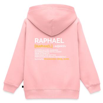 Raphael - Kinder Premium Organic Zip Hoodie - Rosa - Hinten - AI Model Kid Female (0cm)