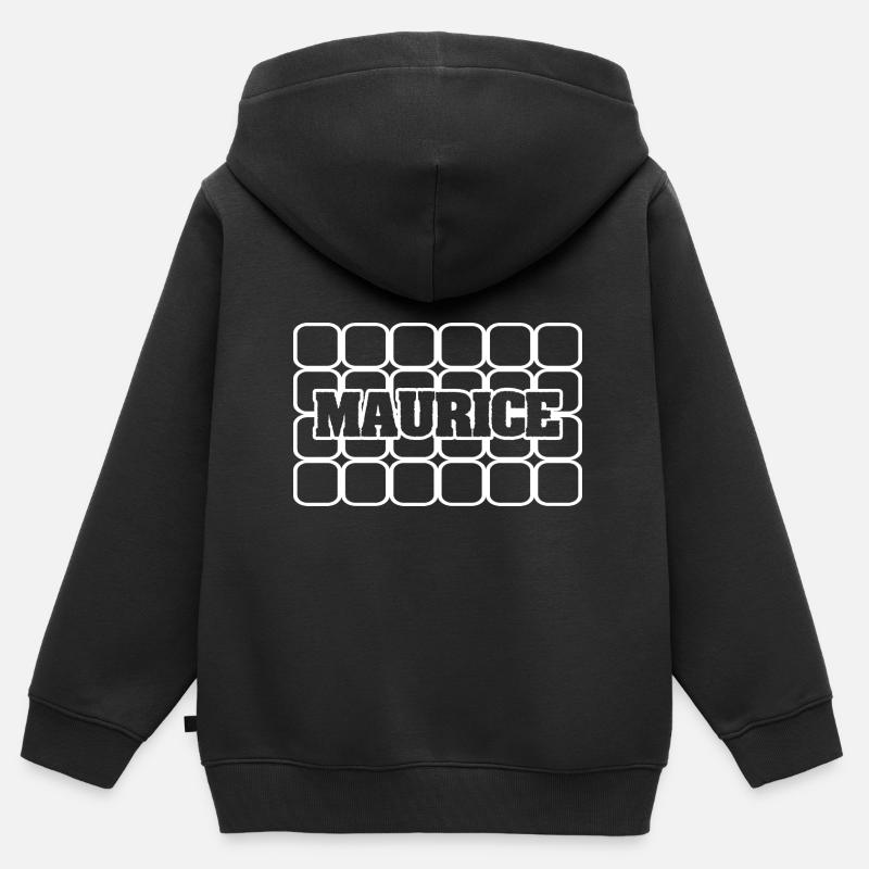Nom d’homme Maurice - Sweat Premium à capuche zippé enfant bio - noir