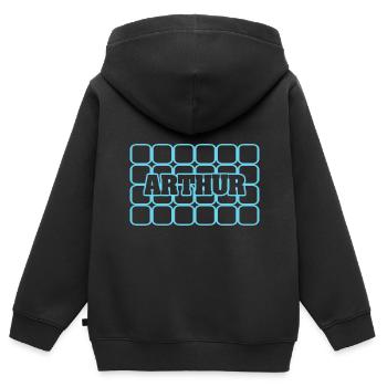 Arthur - Kinder Premium Organic Zip Hoodie - Schwarz - Hinten - AI Model Kid Male (0cm)
