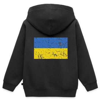 Ukraine - Kinder Premium Organic Zip Hoodie - Schwarz - Hinten - AI Model Kid Male (0cm)