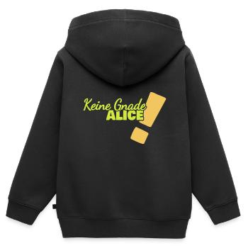 Lustig Alice - Kinder Premium Organic Zip Hoodie - Schwarz - Hinten - AI Model Kid Male (0cm)