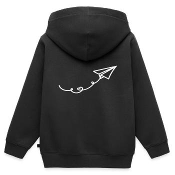 Avion Papier Avion Papier Avion - Sweat Premium à capuche zippé enfant bio - noir - Dos - AI Model Kid Male (0cm)
