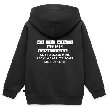 My Dog Winks At Me Sometimes - Kinder Premium Organic Zip Hoodie - Schwarz - Hinten - AI Model Kid Male (0cm)