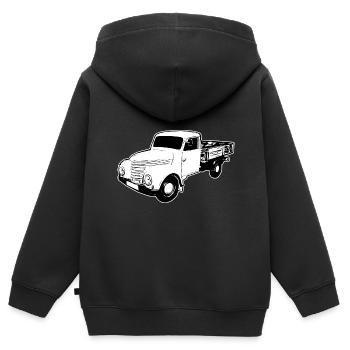 Framo pritsche Transporter Lkw DDR IFA Oldtimer - Kinder Premium Organic Zip Hoodie - Schwarz - Hinten - AI Model Kid Male (0cm)