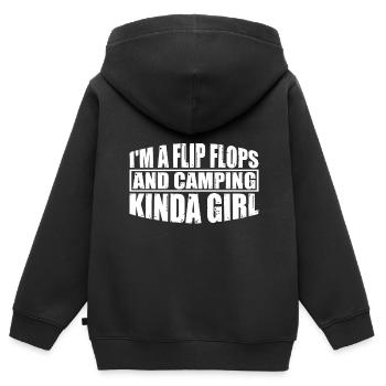 Je suis une Flip Flops Et Camping Kinda Girl 4 - Sweat Premium à capuche zippé enfant bio - noir - Dos - AI Model Kid Male (0cm)