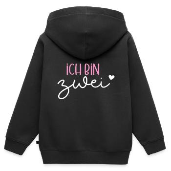 Ich bin Zwei Jahre Zweiter Geburtstag Einhorn Süß - Kinder Premium Organic Zip Hoodie - Schwarz - Hinten - AI Model Kid Male (0cm)