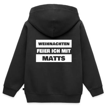 Vorname Matts - Kinder Premium Organic Zip Hoodie - Schwarz - Hinten - AI Model Kid Male (0cm)