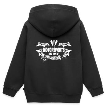 My Philosophy is Motorsports Motorsport - Kinder Premium Organic Zip Hoodie - Schwarz - Hinten - AI Model Kid Male (0cm)