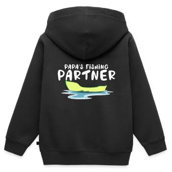 Papa's Fishing Partner Dads Retirement Plan Lake L - Kinder Premium Organic Zip Hoodie - Schwarz - Hinten - AI Model Kid Male (0cm)