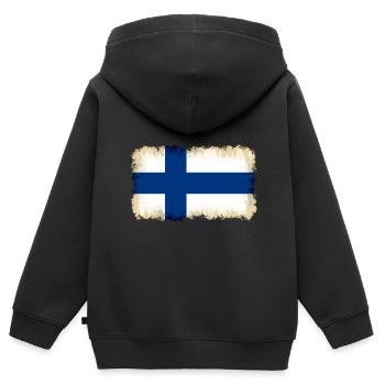 Finlande - Sweat Premium à capuche zippé enfant bio - noir - Dos - AI Model Kid Male (0cm)