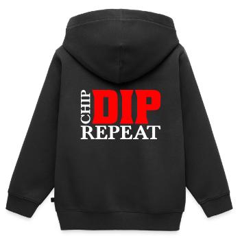 Chip Dip Repeat 12 - Kinder Premium Organic Zip Hoodie - Schwarz - Hinten - AI Model Kid Male (0cm)