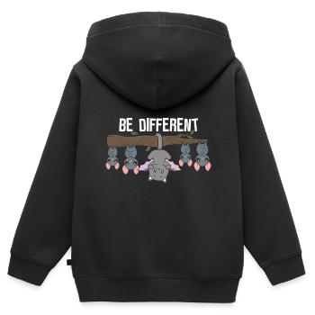 Be different - einzigartig & besonders - Kinder Premium Organic Zip Hoodie - Schwarz - Hinten - AI Model Kid Male (0cm)