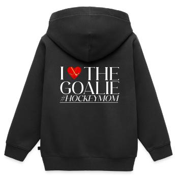 I Love The Goalie #hockeymom 2 - Kinder Premium Organic Zip Hoodie - Schwarz - Hinten - AI Model Kid Male (0cm)