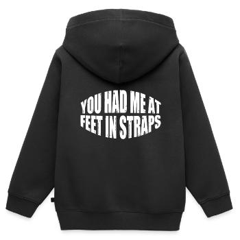 Tu m’as eu aux pieds dans les sangles 24 - Sweat Premium à capuche zippé enfant bio - noir - Dos - AI Model Kid Male (0cm)