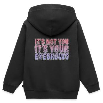 Ce n’est pas toi, c’est tes sourcils 3 - Sweat Premium à capuche zippé enfant bio - noir - Dos - AI Model Kid Male (0cm)