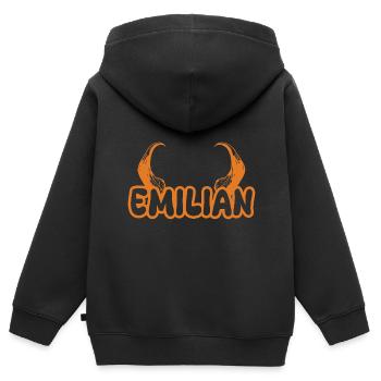Émilien - Sweat Premium à capuche zippé enfant bio - noir - Dos - AI Model Kid Male (0cm)