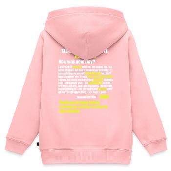 Aspergers Autism ADHD Shirt - Kids Premium Organic Zip-up Hoodie - rose - Back - AI Model Kid Female (0cm)