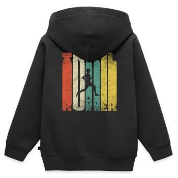 Trail Runner Vintage Used Look - Kinder Premium Organic Zip Hoodie - Schwarz - Hinten - AI Model Kid Male (0cm)