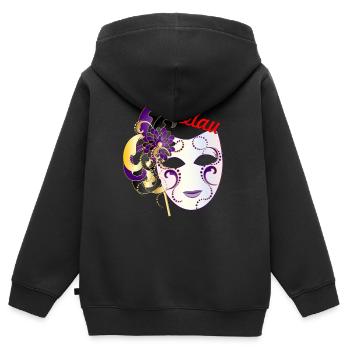 helau - Kinder Premium Organic Zip Hoodie - Schwarz - Hinten - AI Model Kid Male (0cm)