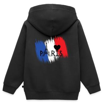 I love Paris - Kinder Premium Organic Zip Hoodie - Schwarz - Hinten - AI Model Kid Male (0cm)