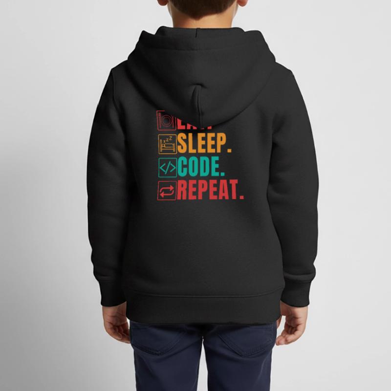 EAT SLEEP CODE REPEAT - CODEUR DRÔLE Sweat Premium à capuche zippé enfant bio
