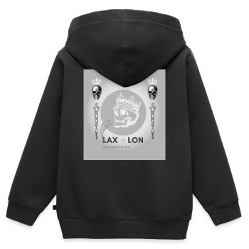 Reisender Skull in Silber - Kinder Premium Organic Zip Hoodie - Schwarz - Hinten - AI Model Kid Male (0cm)