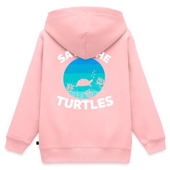Rétro Créature Marine Océan Animal Sauvez les Tortues - Sweat Premium à capuche zippé enfant bio - rose - Dos - AI Model Kid Female (0cm)