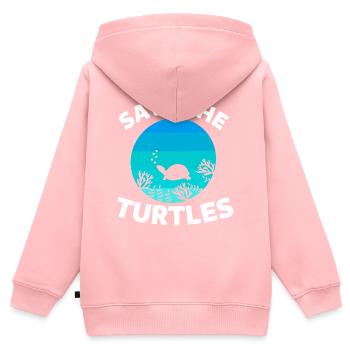 Créatures marines rétro Animal sauver les tortues - Sweat Premium à capuche zippé enfant bio - rose - Dos - AI Model Kid Female (0cm)