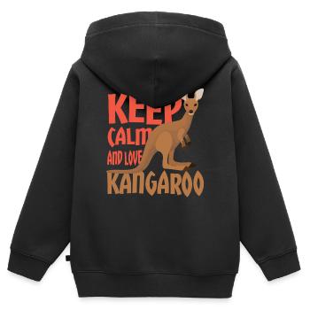 Känguru keep calm and Love Kangaroo - Kinder Premium Organic Zip Hoodie - Schwarz - Hinten - AI Model Kid Male (0cm)