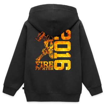 10E ANNIVERSAIRE DE LA BRIGADE DES POMPIERS 2016 - Sweat Premium à capuche zippé enfant bio - noir - Dos - AI Model Kid Male (0cm)