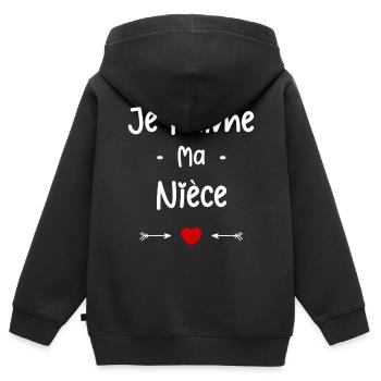 je t'aime ma Nièce - Sweat Premium à capuche zippé enfant bio - noir - Dos - AI Model Kid Male (0cm)