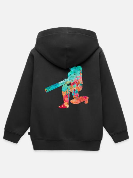 Cricket-Spieler in Popart - Kinder Premium Organic Zip Hoodie - Schwarz