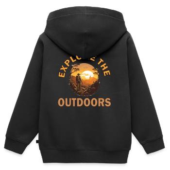 outdoor wandern Natur vintage retro sunset Urlaub - Kinder Premium Organic Zip Hoodie - Schwarz - Hinten - AI Model Kid Male (0cm)
