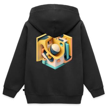 ..3D - Sweat Premium à capuche zippé enfant bio - noir - Dos - AI Model Kid Male (0cm)